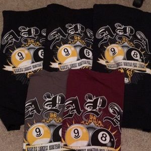 Lot of 5 billiards apparel. Great for a pool team!